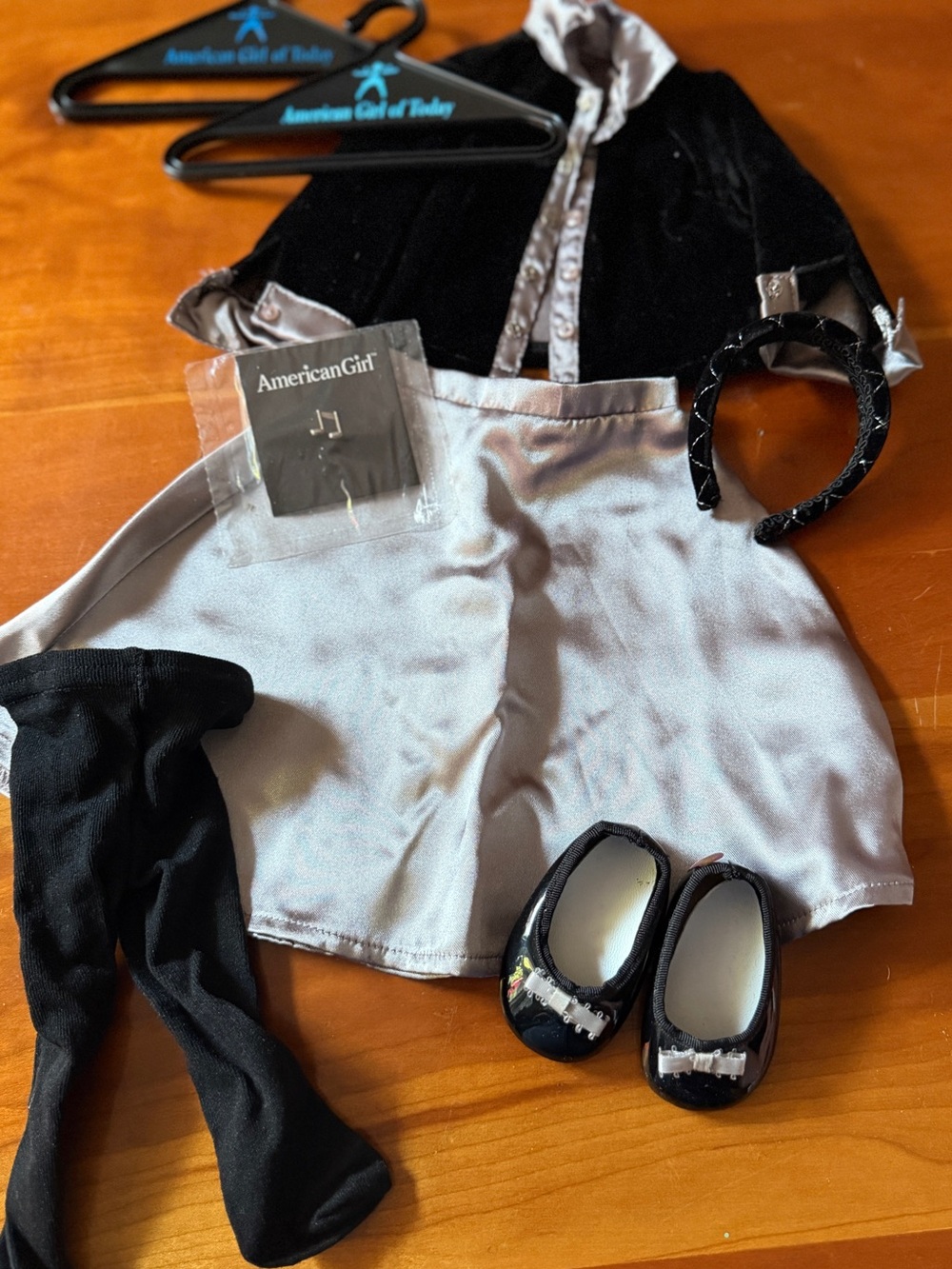 American Girl Black and Silver Velvet Doll Outfit with Satin Trim